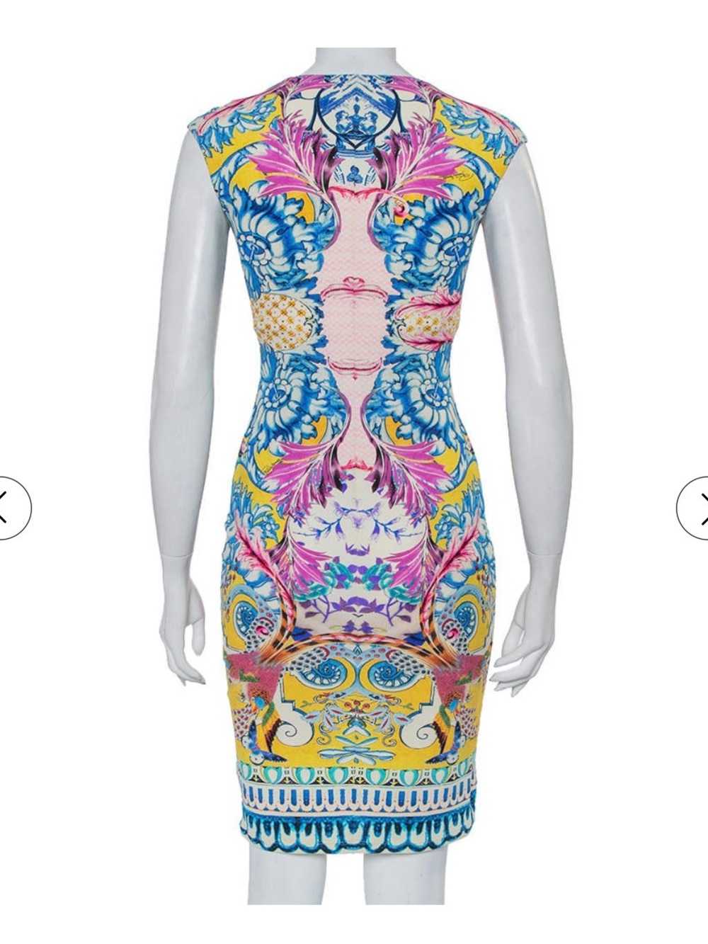 Roberto Cavalli Multicolor Knit Draped V-Neck Sheath Dress - Picture 3 of 5